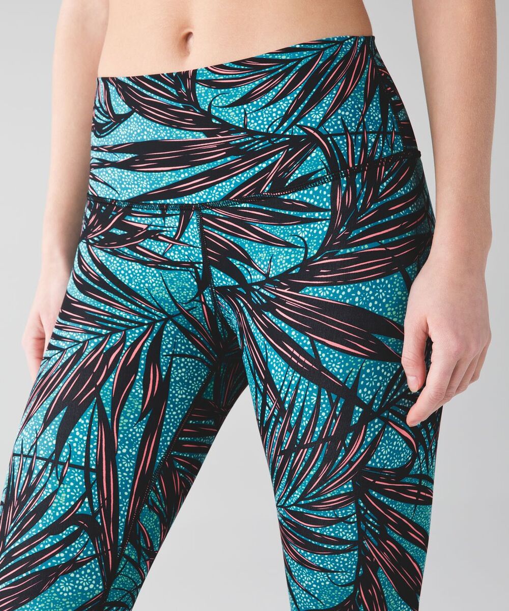 Lululemon Wunder Under Pant Palm Lace Tofino Teal Multi Size 6 Full Length